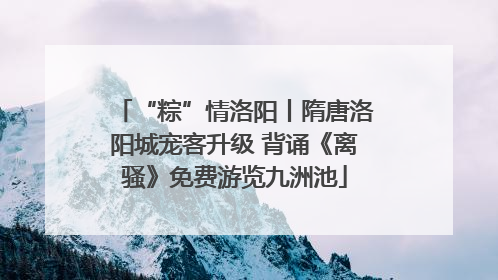 “粽”情洛阳丨隋唐洛阳城宠客升级 背诵《离骚》免费游览九洲池