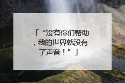 “没有你们帮助，我的世界就没有了声音！”