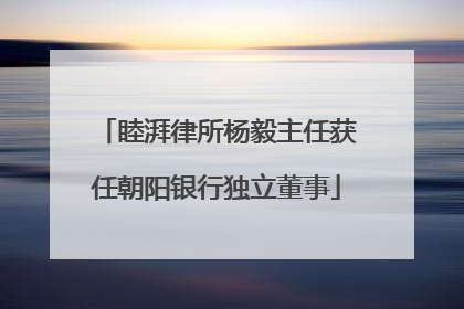 睦湃律所杨毅主任获任朝阳银行独立董事