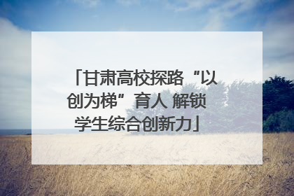 甘肃高校探路“以创为梯”育人 解锁学生综合创新力