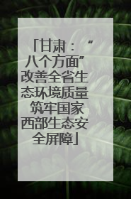 甘肃：“八个方面”改善全省生态环境质量 筑牢国家西部生态安全屏障