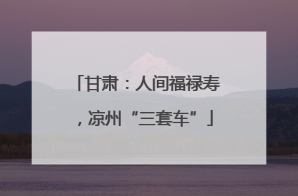 甘肃：人间福禄寿，凉州“三套车”