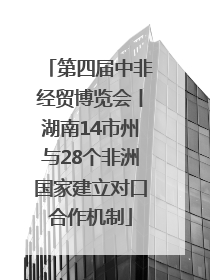 第四届中非经贸博览会丨湖南14市州与28个非洲国家建立对口合作机制