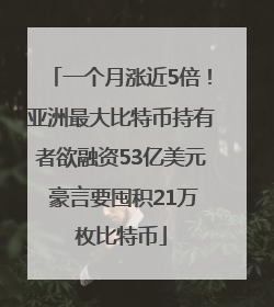 一个月涨近5倍！亚洲最大比特币持有者欲融资53亿美元 豪言要囤积21万枚比特币