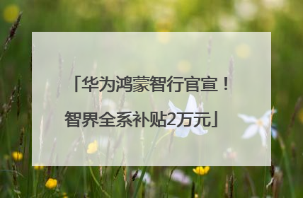 华为鸿蒙智行官宣！智界全系补贴2万元