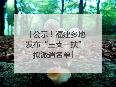 公示！福建多地发布“三支一扶”拟派遣名单