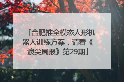 合肥推全模态人形机器人训练方案，请看《浪尖周报》第29期
