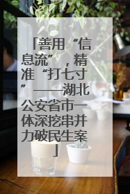 善用“信息流”，精准“打七寸”——湖北公安省市一体深挖串并力破民生案