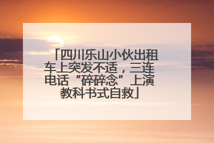 四川乐山小伙出租车上突发不适，三连电话“碎碎念”上演教科书式自救