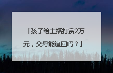 孩子给主播打赏2万元，父母能追回吗？