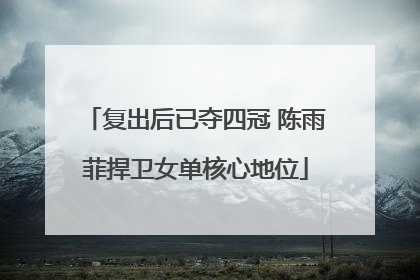 复出后已夺四冠 陈雨菲捍卫女单核心地位