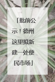 批前公示！德州这里拟新建一处便民市场