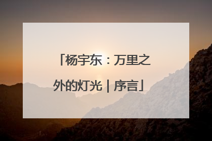 杨宇东：万里之外的灯光｜序言
