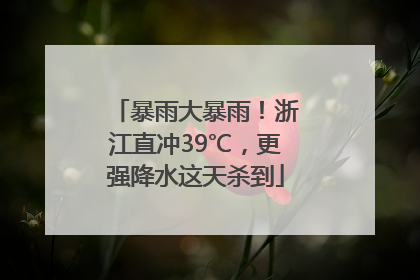 暴雨大暴雨！浙江直冲39℃，更强降水这天杀到