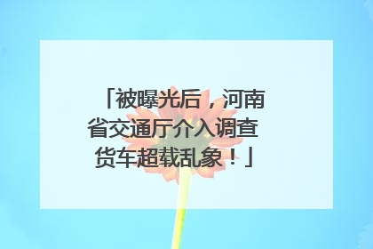 被曝光后，河南省交通厅介入调查货车超载乱象！