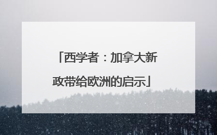 西学者：加拿大新政带给欧洲的启示