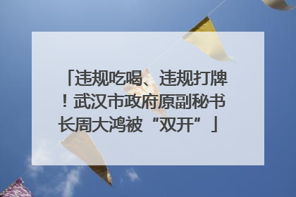 违规吃喝、违规打牌！武汉市政府原副秘书长周大鸿被“双开”