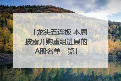 龙头五连板 本周披露并购重组进展的A股名单一览