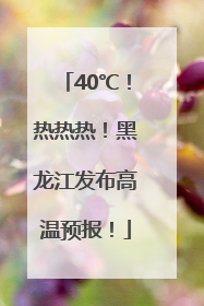 40℃！热热热！黑龙江发布高温预报！